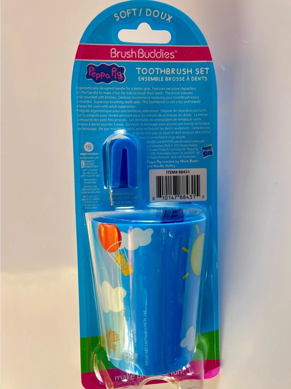 Brush Buddies Peppa Pig Kids Toothbrush Set - Soft Brush, Cover, and Cup